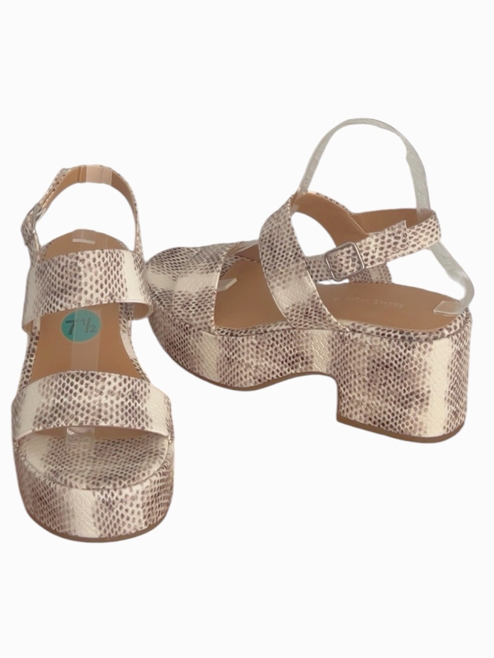 New Marc Fisher Panache Snakeskin Print Platform Sandals - Size 7.5
